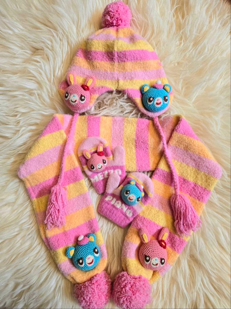 激レア⭐️MEZZO PIANO⭐️ミミポポ マフラー+手袋+帽子 セット