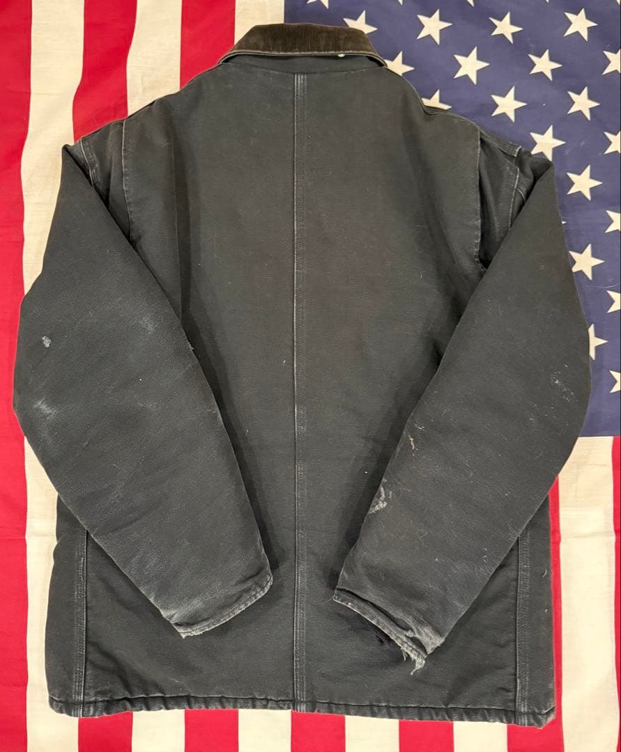 carhartt トラディショナルコート 企業 黒 サンフェード ボロ USA