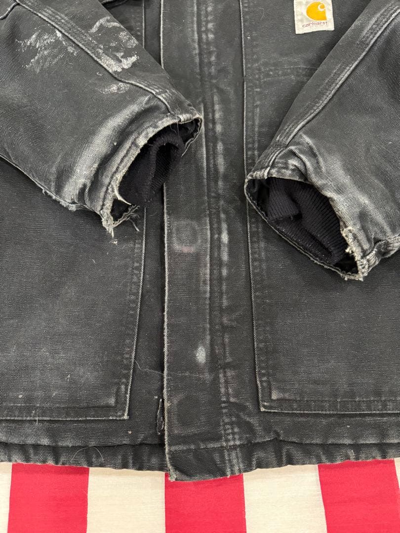carhartt トラディショナルコート 企業 黒 サンフェード ボロ USA