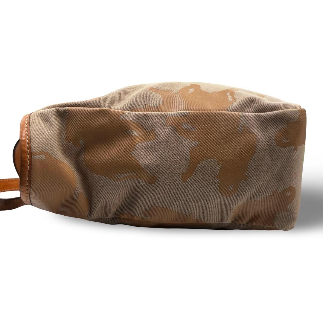 【良品】ハンティングワールド　トートバッグ　ロゴ柄　肩掛け　レザー　キャンバス