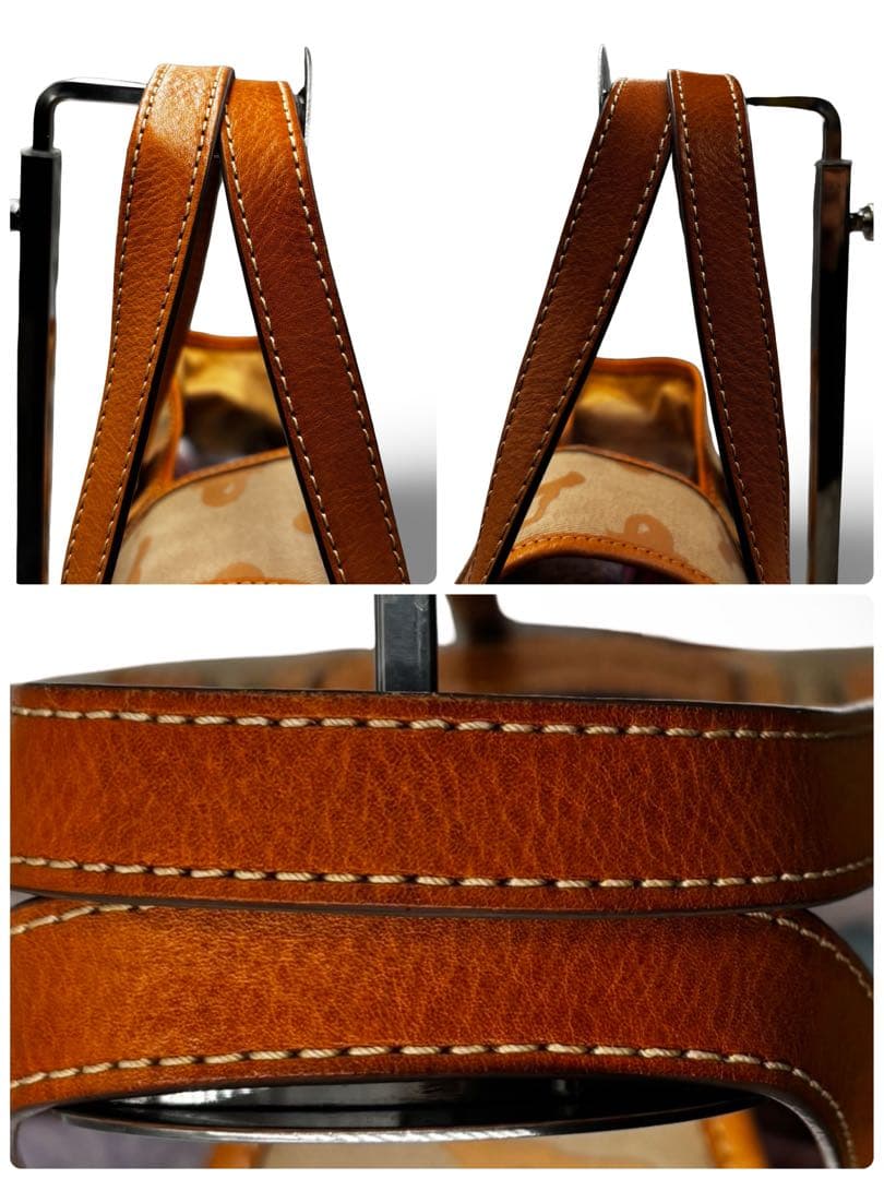 【良品】ハンティングワールド　トートバッグ　ロゴ柄　肩掛け　レザー　キャンバス