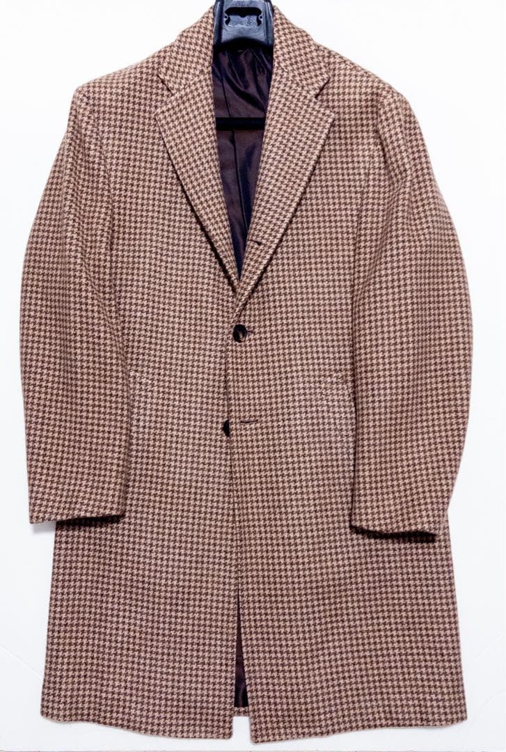 KITON キートン カシミヤ100% ハウンドトゥース コート 48 ブラウン