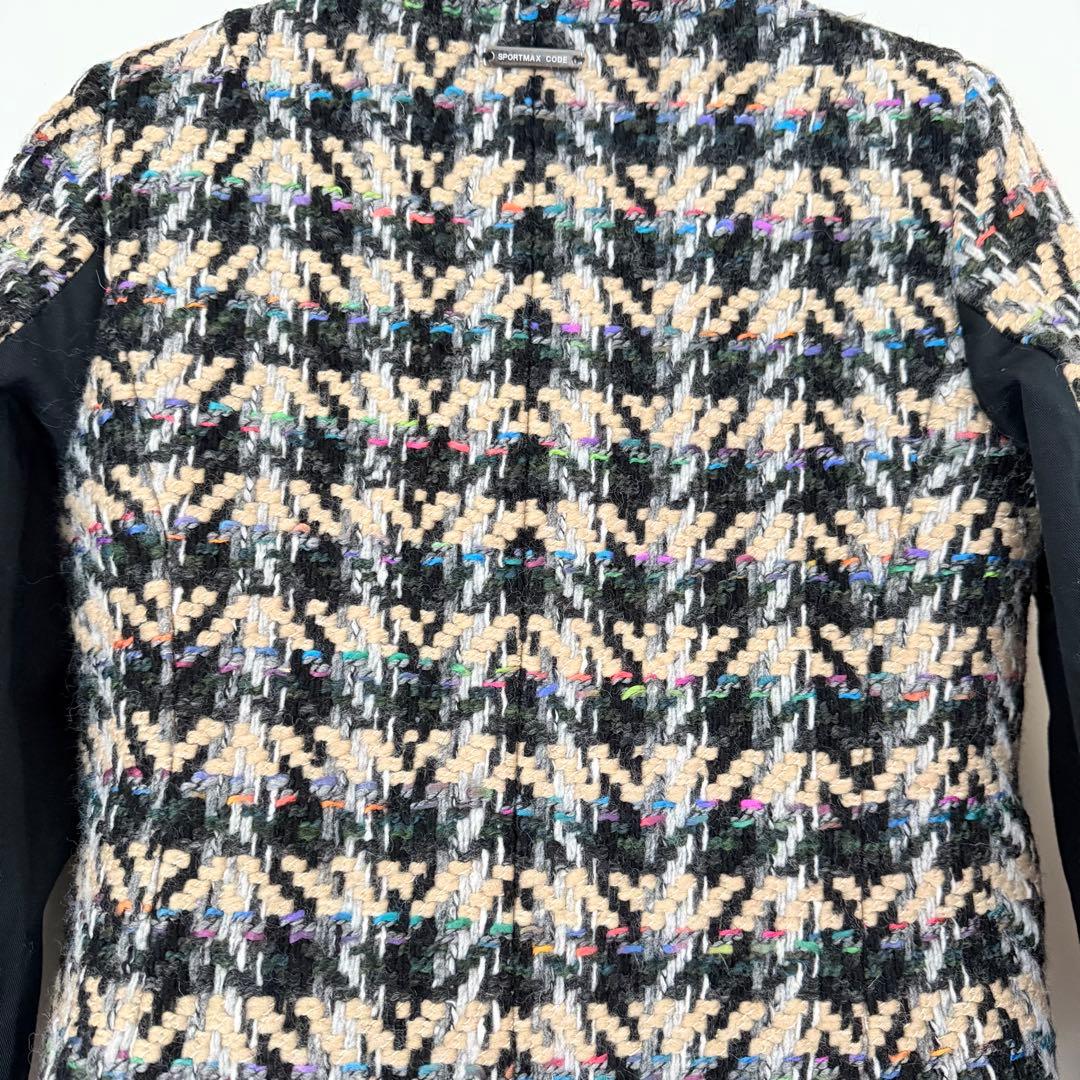 【高級】 スポーツマックスコード ツイード調 ショート丈ジャケット 38 ♪