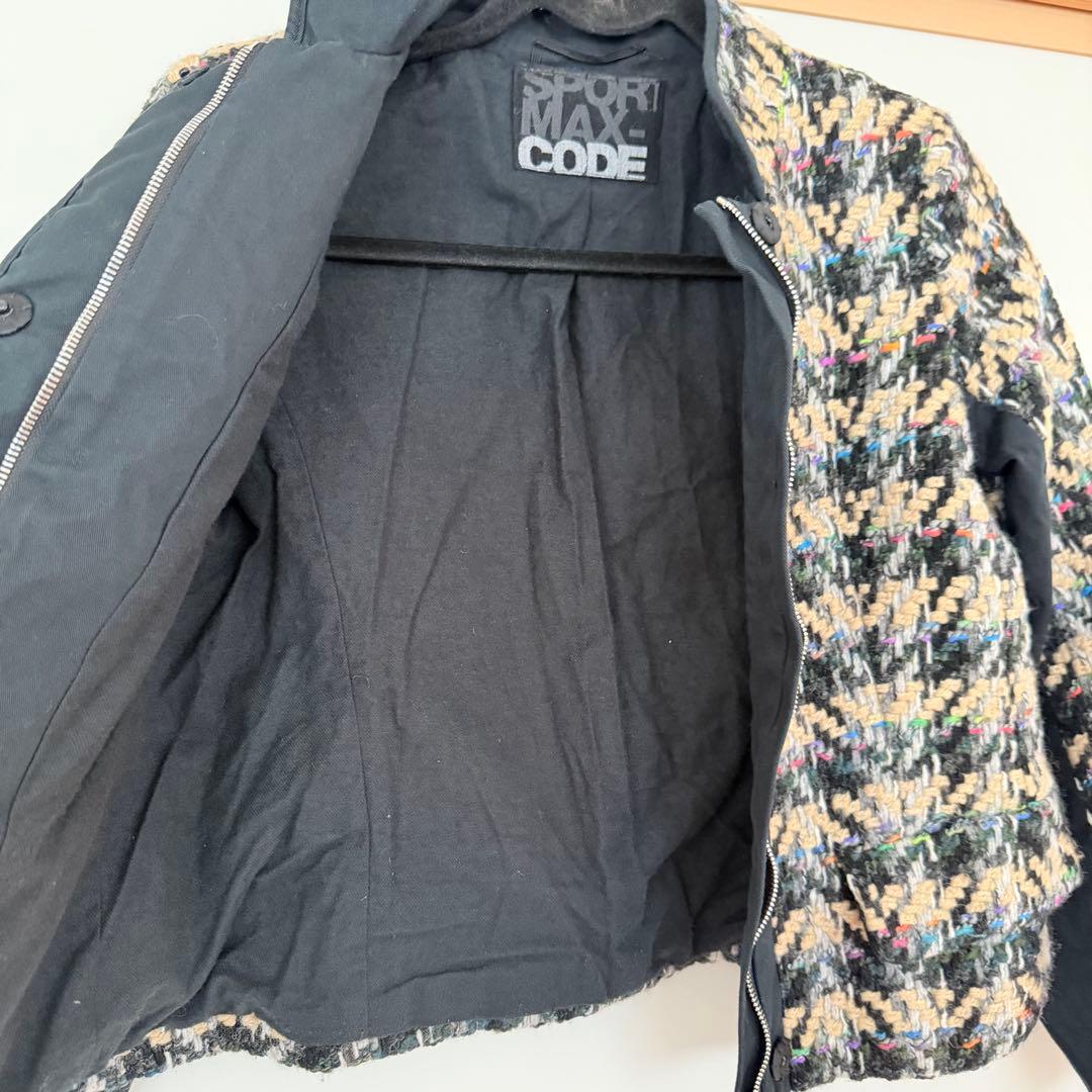 【高級】 スポーツマックスコード ツイード調 ショート丈ジャケット 38 ♪