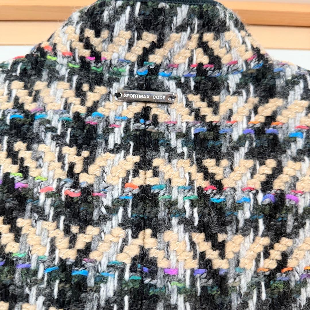 【高級】 スポーツマックスコード ツイード調 ショート丈ジャケット 38 ♪