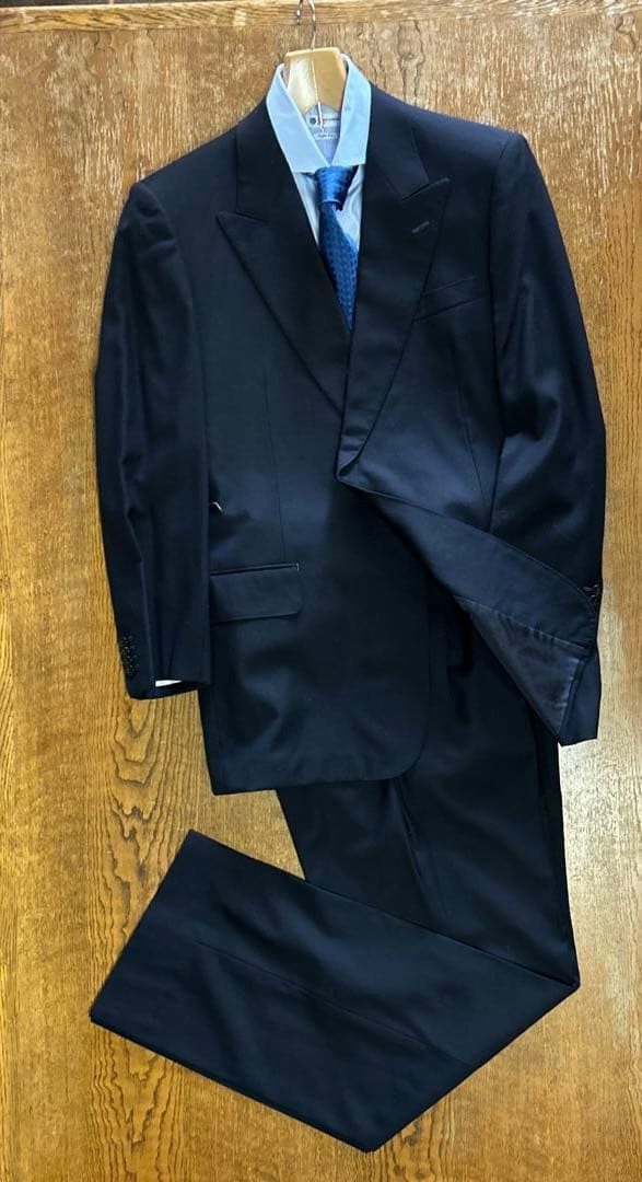 【美品】銀座壱番館 ビスポーク2P ダークネイビー ピーク1B ノーベント
