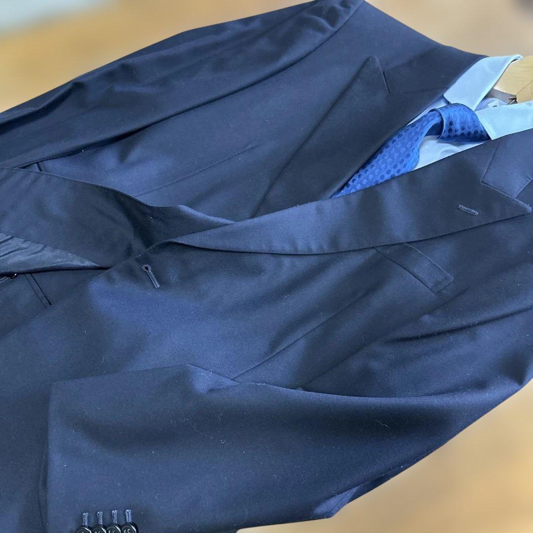 【美品】銀座壱番館 ビスポーク2P ダークネイビー ピーク1B ノーベント