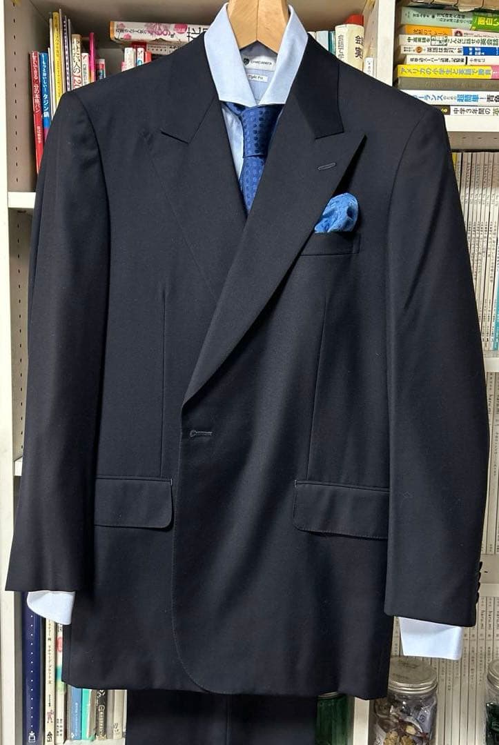 【美品】銀座壱番館 ビスポーク2P ダークネイビー ピーク1B ノーベント