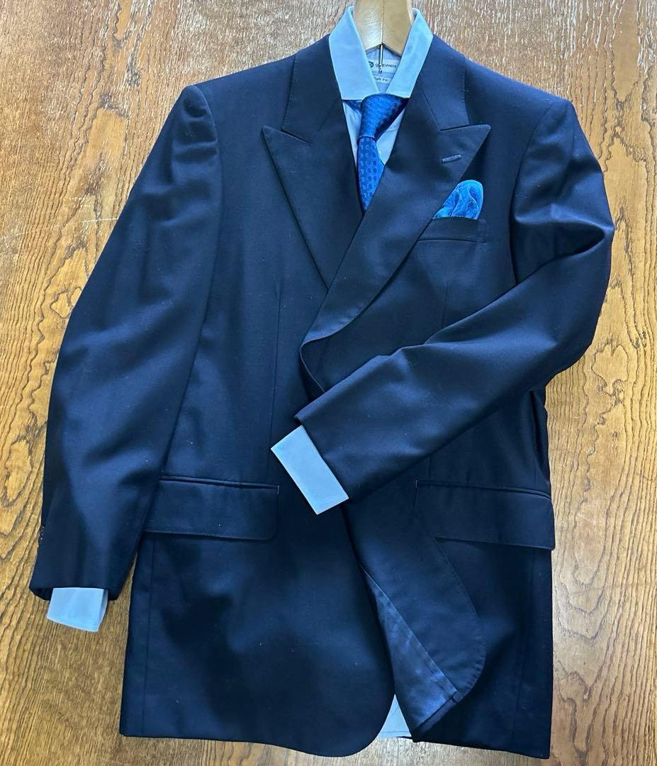 【美品】銀座壱番館 ビスポーク2P ダークネイビー ピーク1B ノーベント