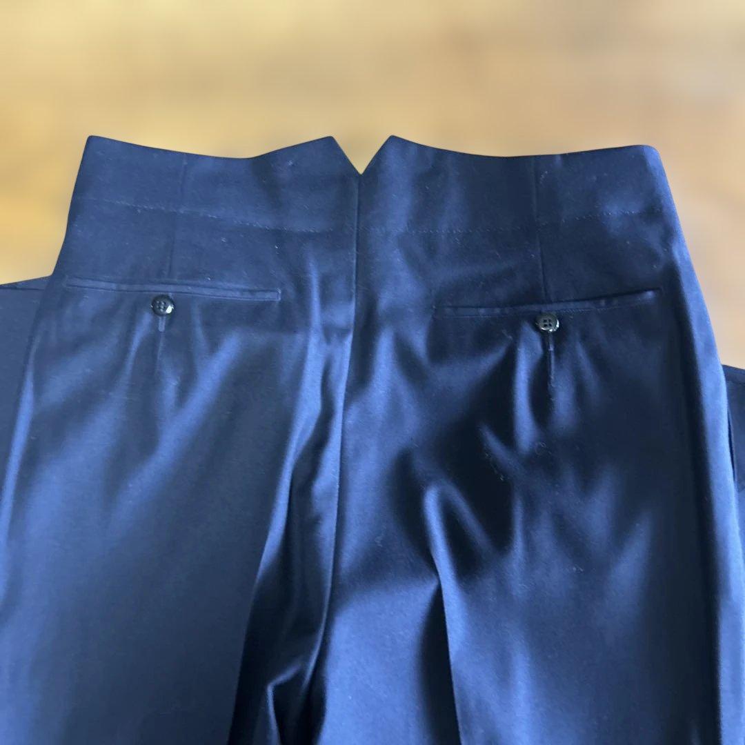 【美品】銀座壱番館 ビスポーク2P ダークネイビー ピーク1B ノーベント