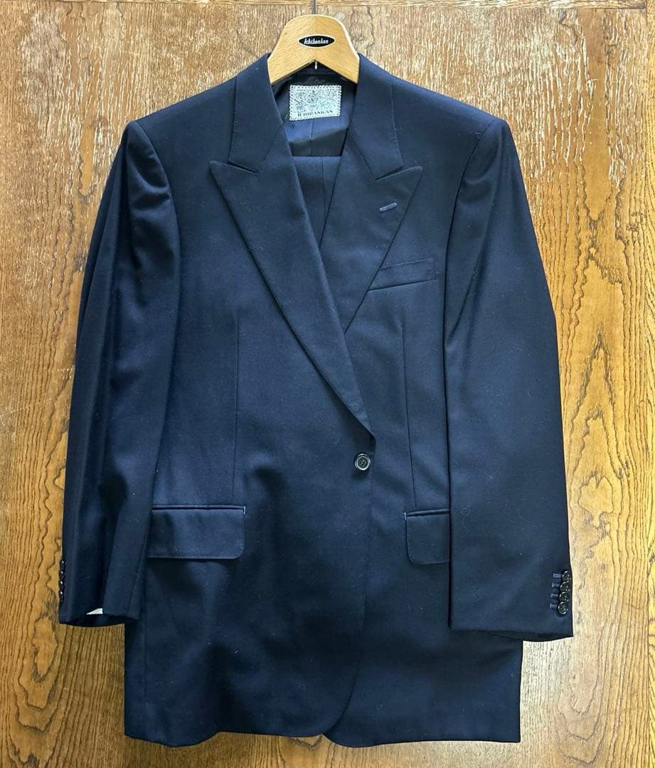【美品】銀座壱番館 ビスポーク2P ダークネイビー ピーク1B ノーベント