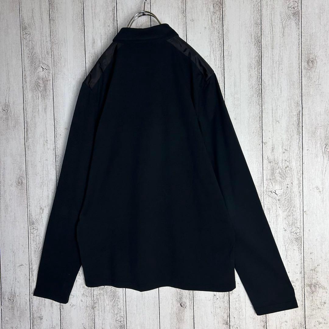5996【人気ブラック】プラダ‪☆ラバーロゴ入り長袖ポロシャツ ナイロン切替