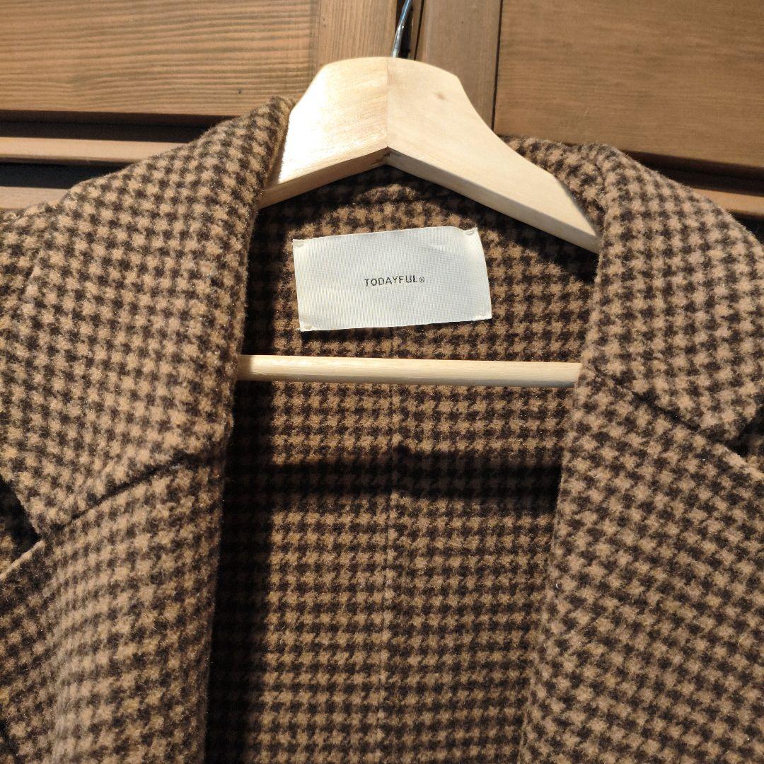 ブラウン チェスターコート ウール混紡