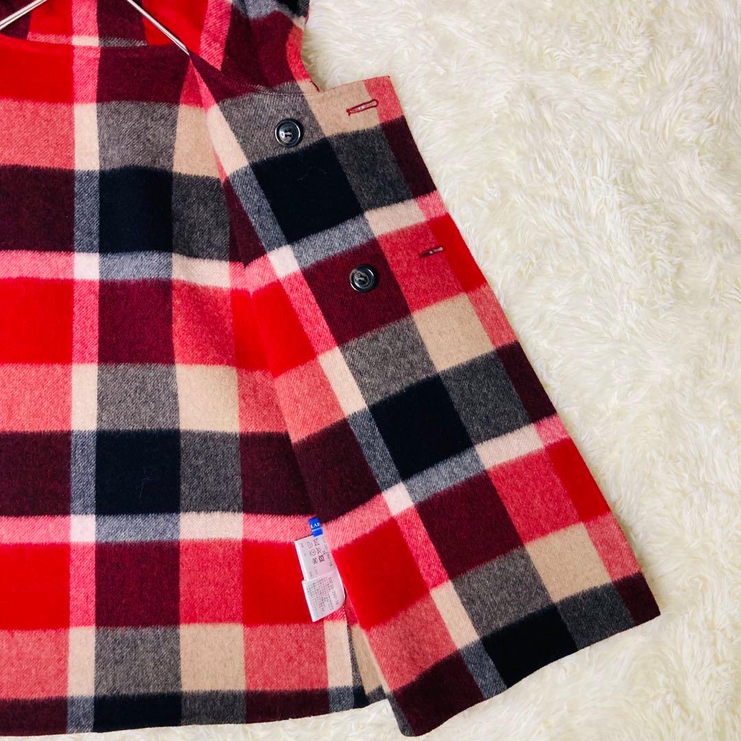 【美品】BLUELABELCRESTBRIDGE リバーシブル　ケープ　ポンチョ