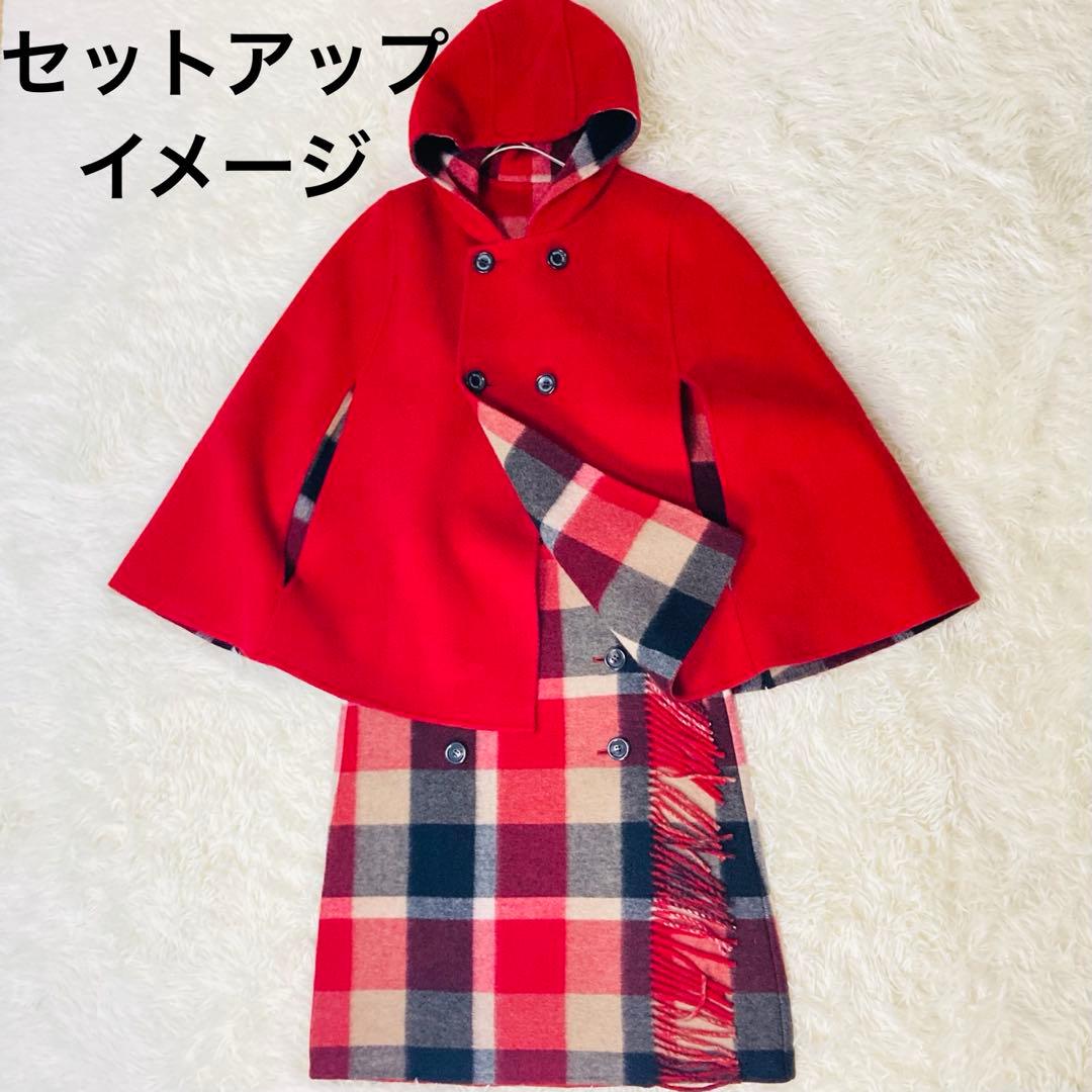 【美品】BLUELABELCRESTBRIDGE リバーシブル　ケープ　ポンチョ