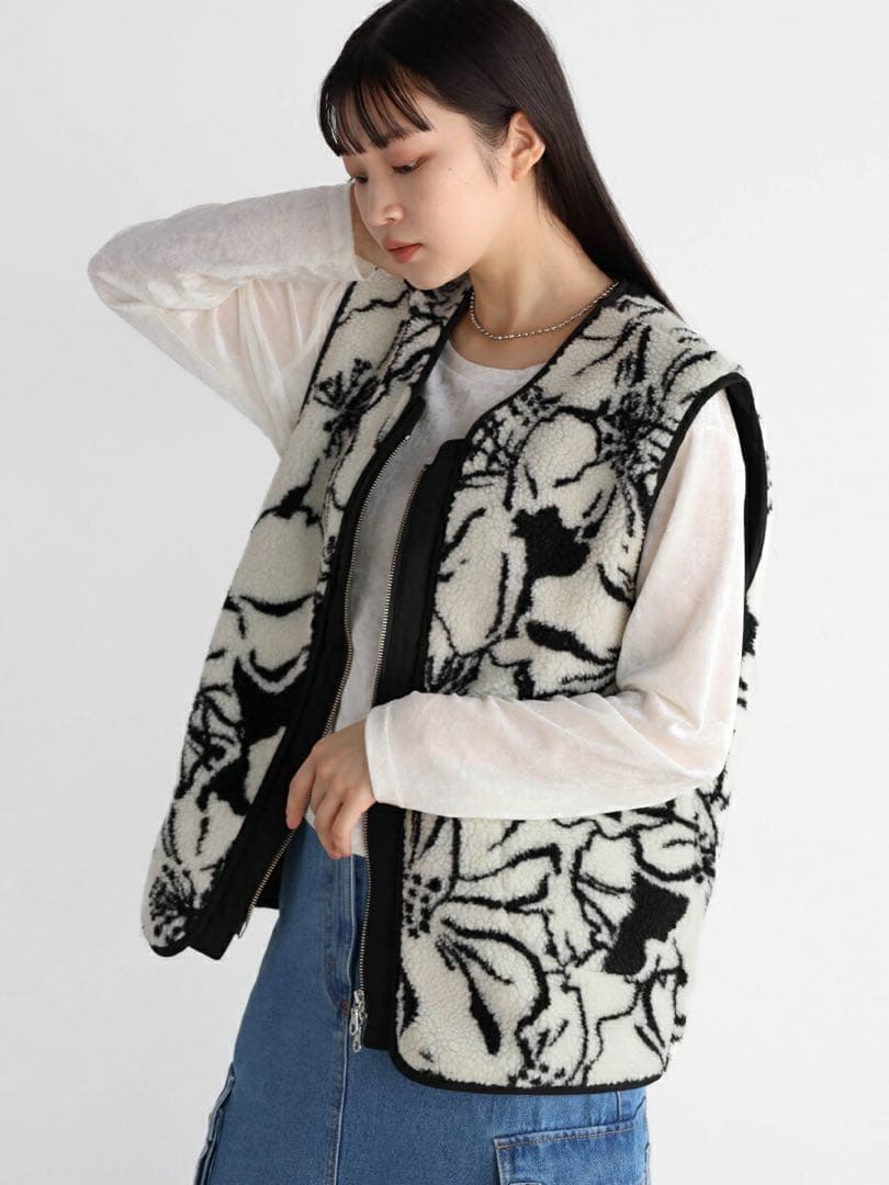 【新品未使用】RADIATE フラワーパターンボアベスト