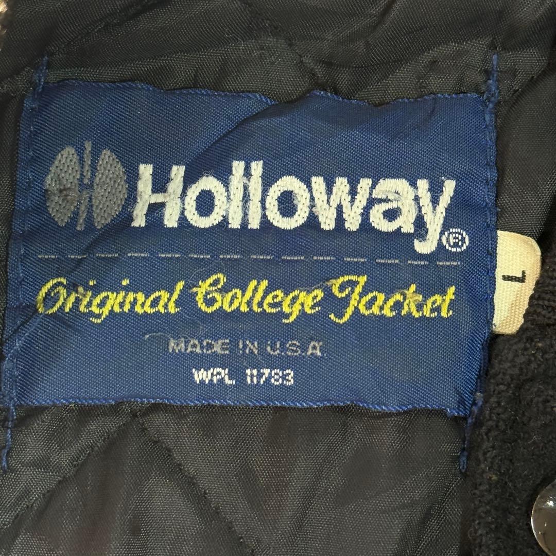80s-90s Holloway スタジャン　USA製　黒　アメリカ製　無地