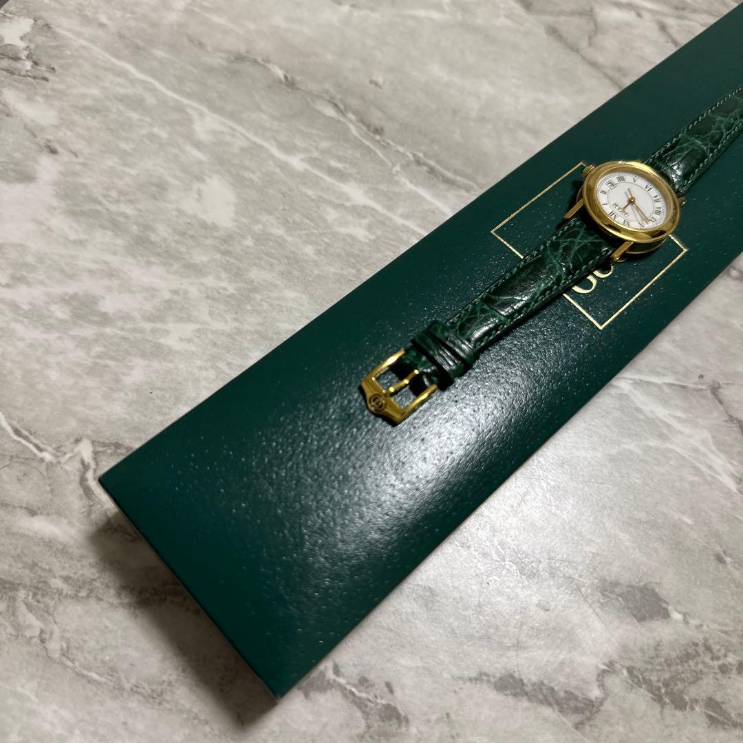 GUCCI グリーンレザー 腕時計(クォーツ)