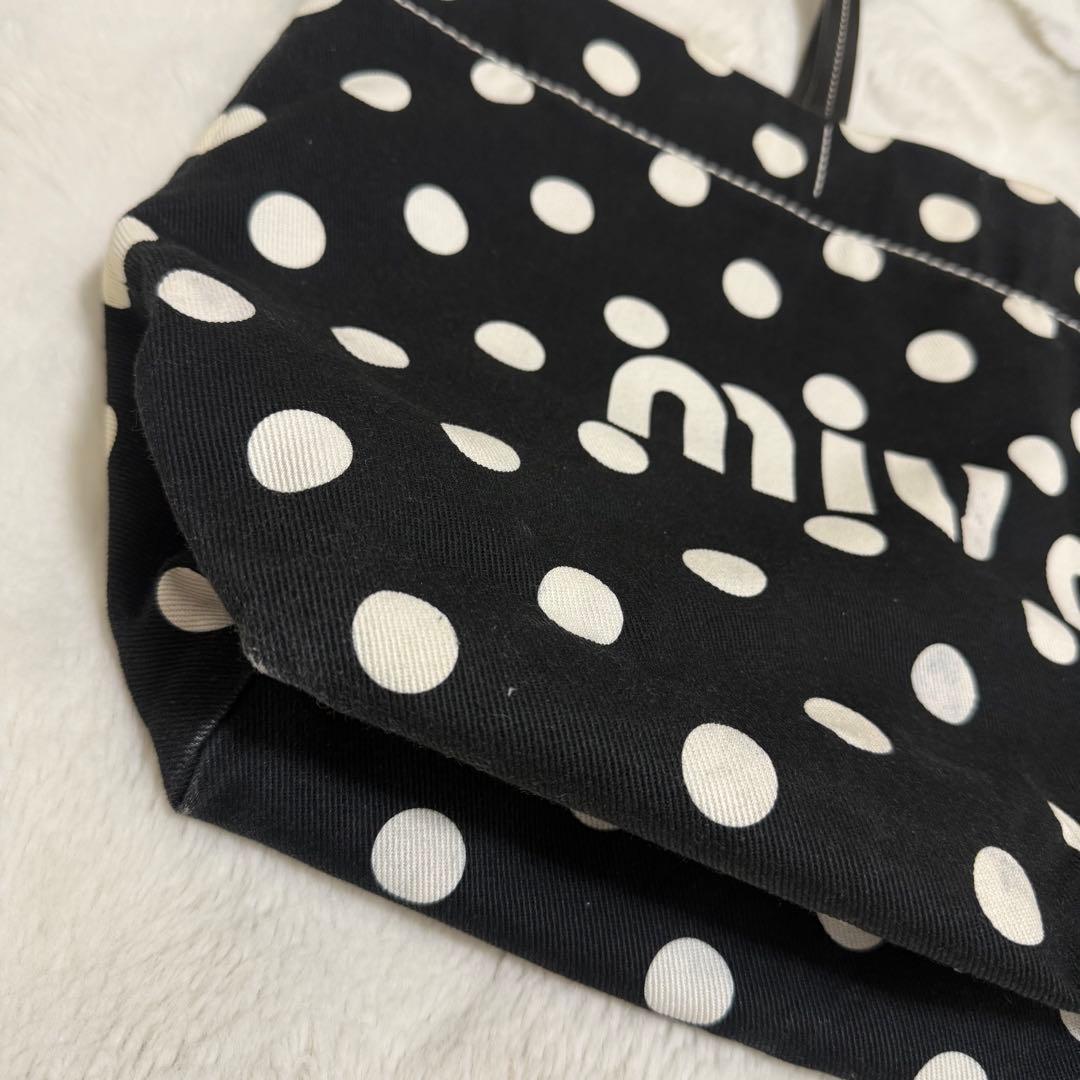 miu miu ドット柄 キャンパス トートバッグ