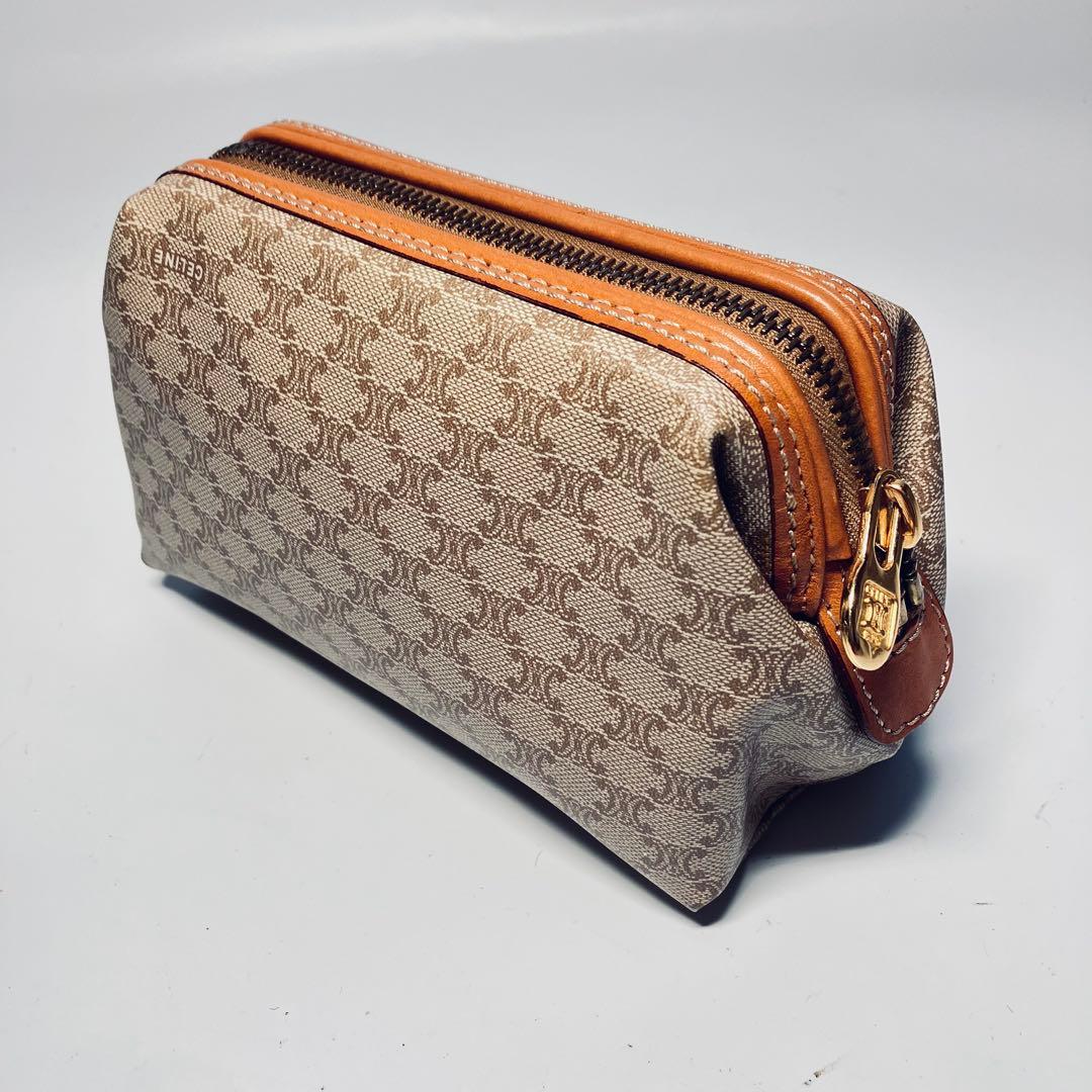 極美品セリーヌ CELINE ポーチ マカダム PVC ゴールド金具　Sサイズ