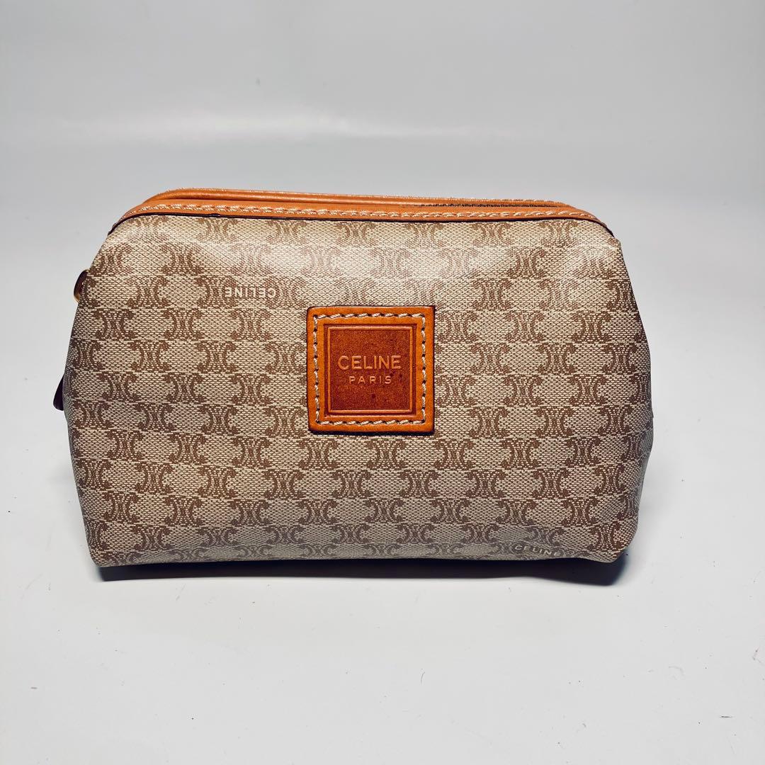 極美品セリーヌ CELINE ポーチ マカダム PVC ゴールド金具　Sサイズ