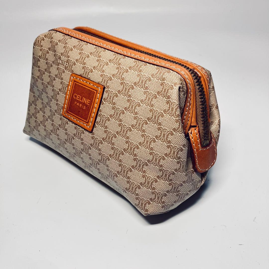 極美品セリーヌ CELINE ポーチ マカダム PVC ゴールド金具　Sサイズ
