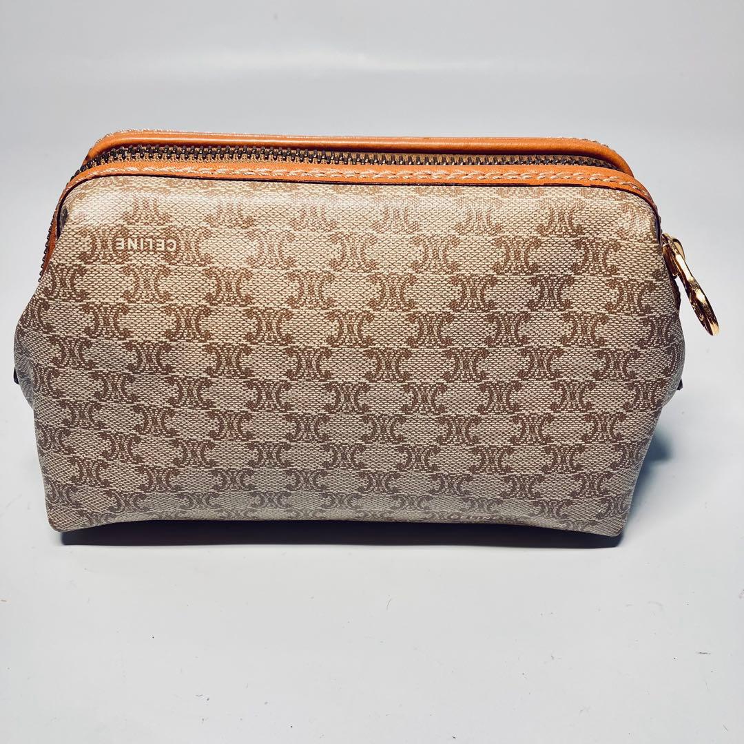 極美品セリーヌ CELINE ポーチ マカダム PVC ゴールド金具　Sサイズ