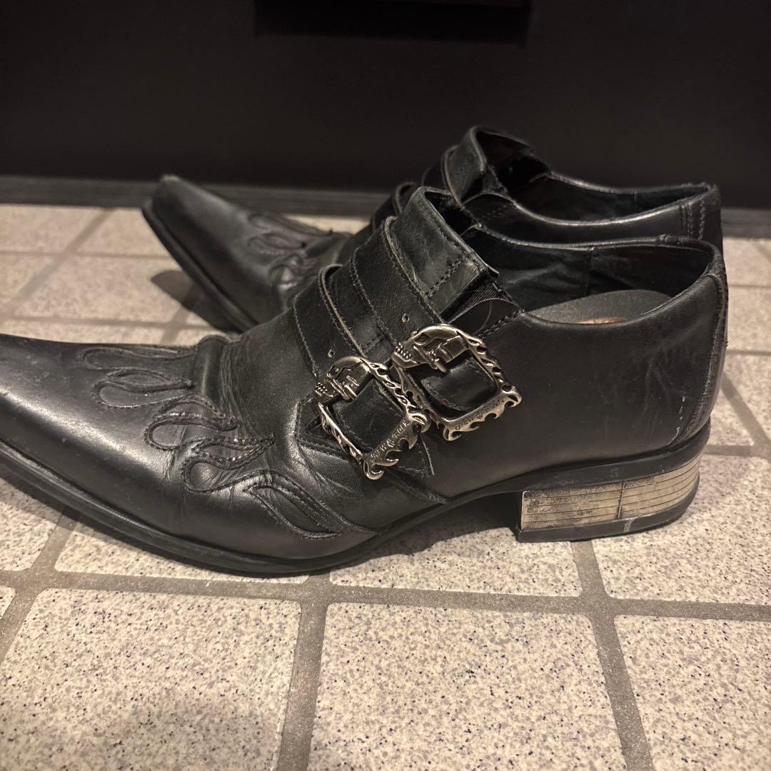 NEW ROCK ブラック ポイントトゥ ブーツ 42