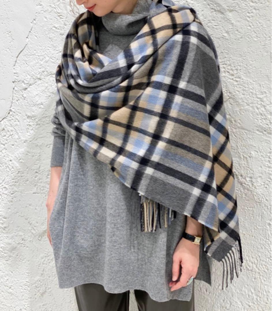 【美品】Joshua Ellisジョシュアエリス　カシミア大判ストール