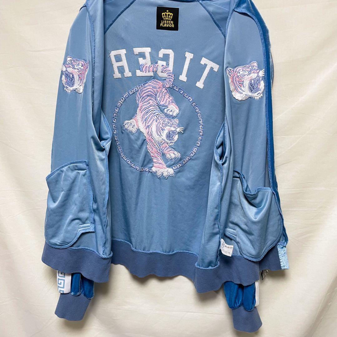 【LISTEN FLAVOR】ベロアトラックジャケット タイガー チャイナ 刺繍