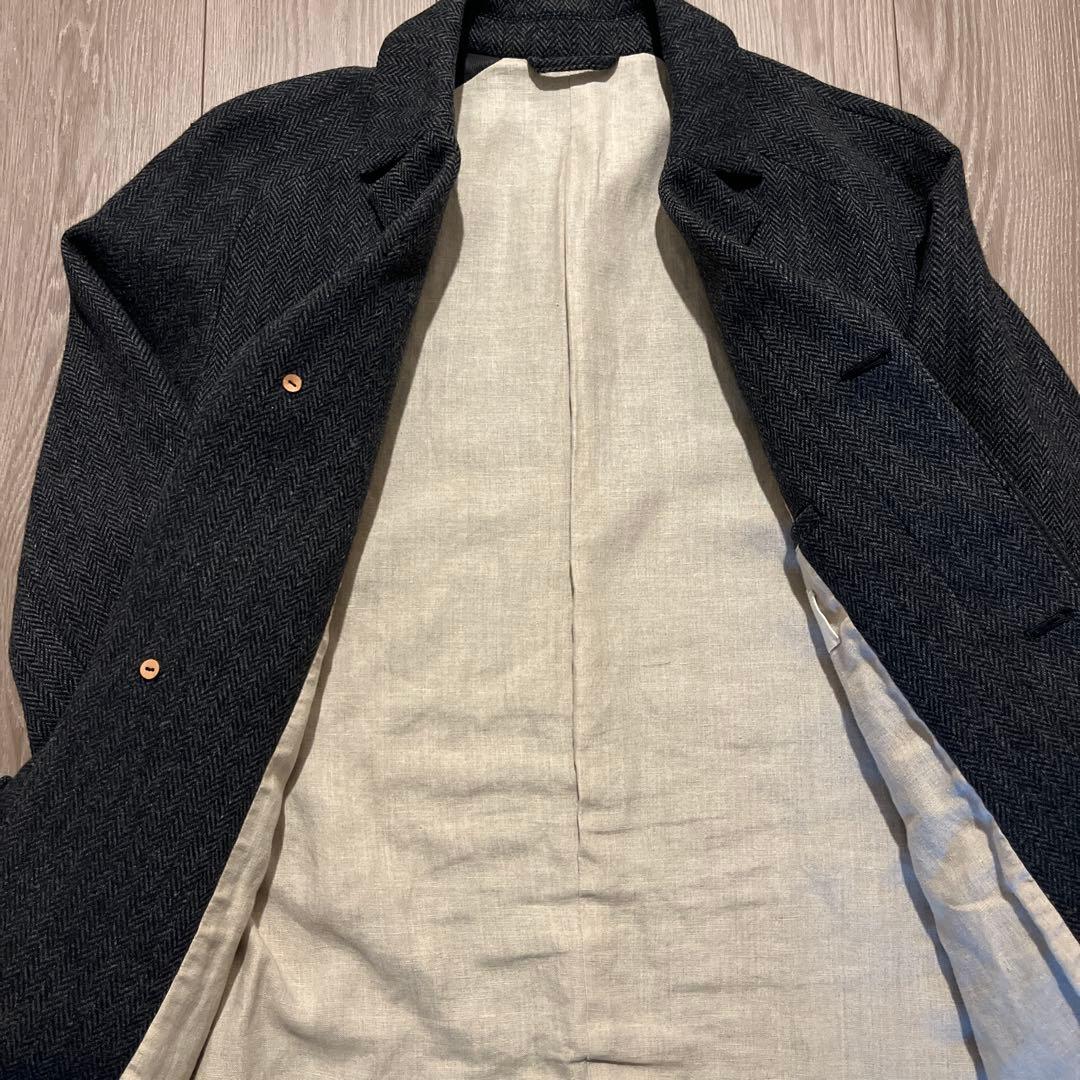 confect ヘリンボーン柄ツイード チェスターコート Lサイズ グレー
