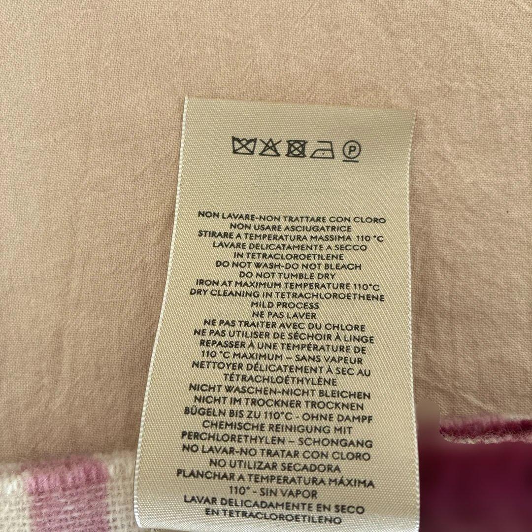 GUCCI チェック柄マフラー ピンク/パープル 35x240cm