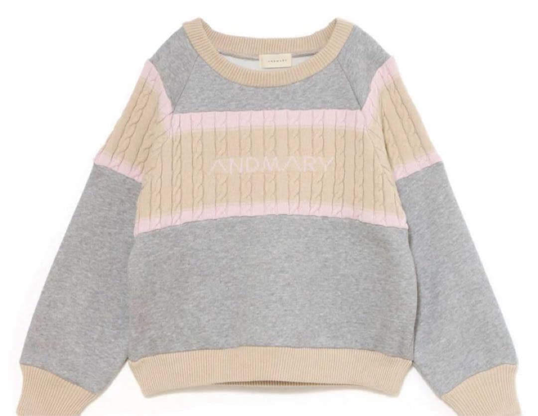 トップス andmary Logo loose sweat gray