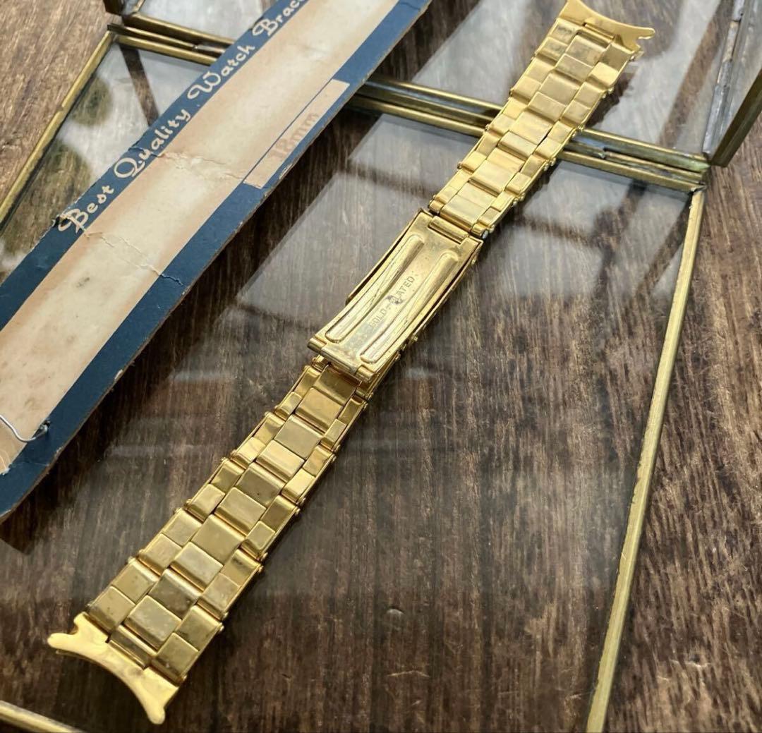 18mm 金色　弓管　リベットブレス　腕時計ヴィンテージ　デッドストック　保管品