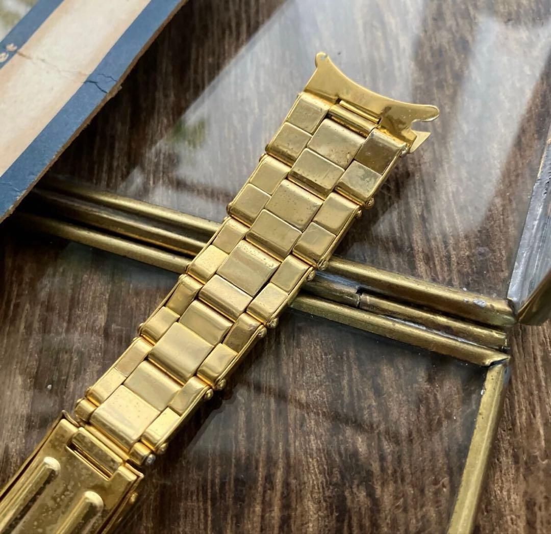 18mm 金色　弓管　リベットブレス　腕時計ヴィンテージ　デッドストック　保管品