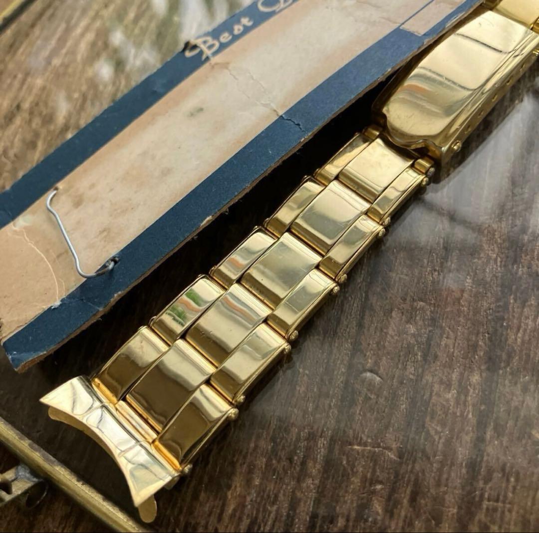 18mm 金色　弓管　リベットブレス　腕時計ヴィンテージ　デッドストック　保管品