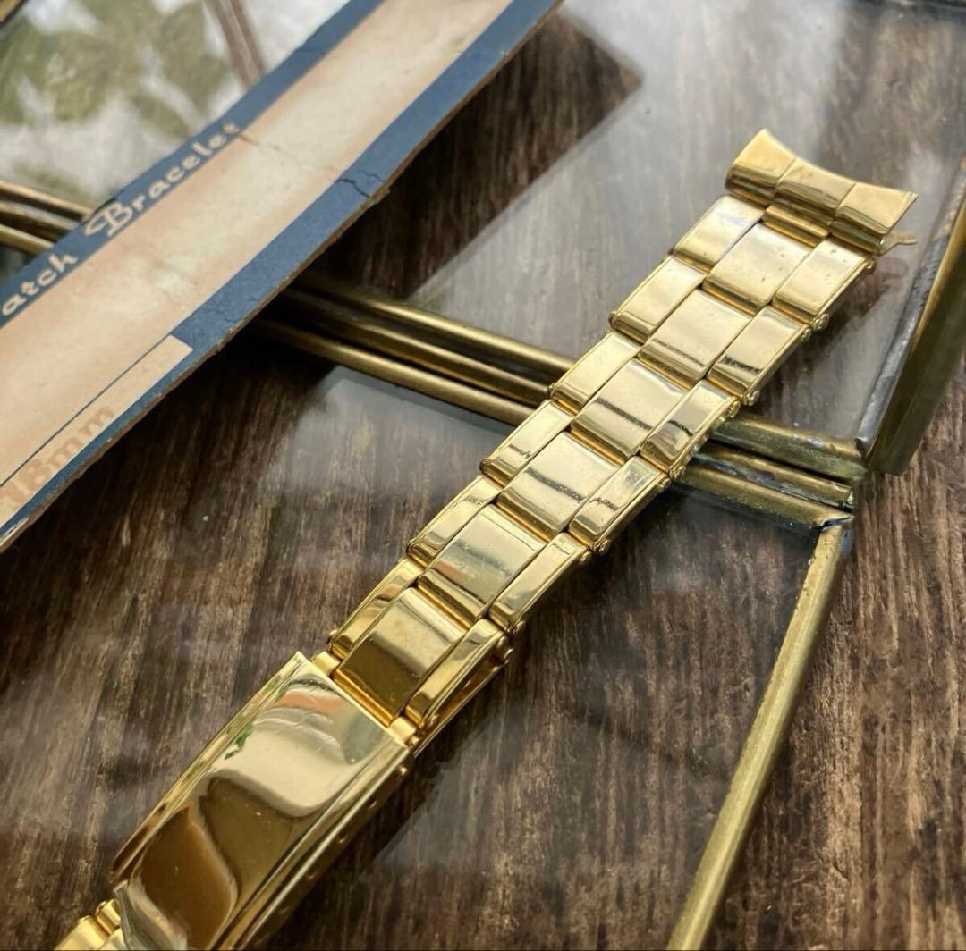 18mm 金色　弓管　リベットブレス　腕時計ヴィンテージ　デッドストック　保管品