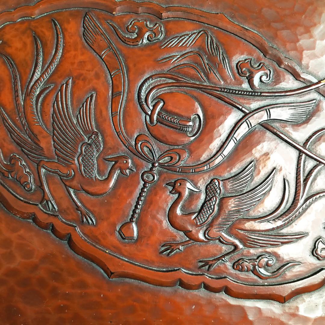 [コメント必見] 鎌倉彫　博古堂　大型　11寸　35㎝　角盆・菓子器・角皿　古鏡