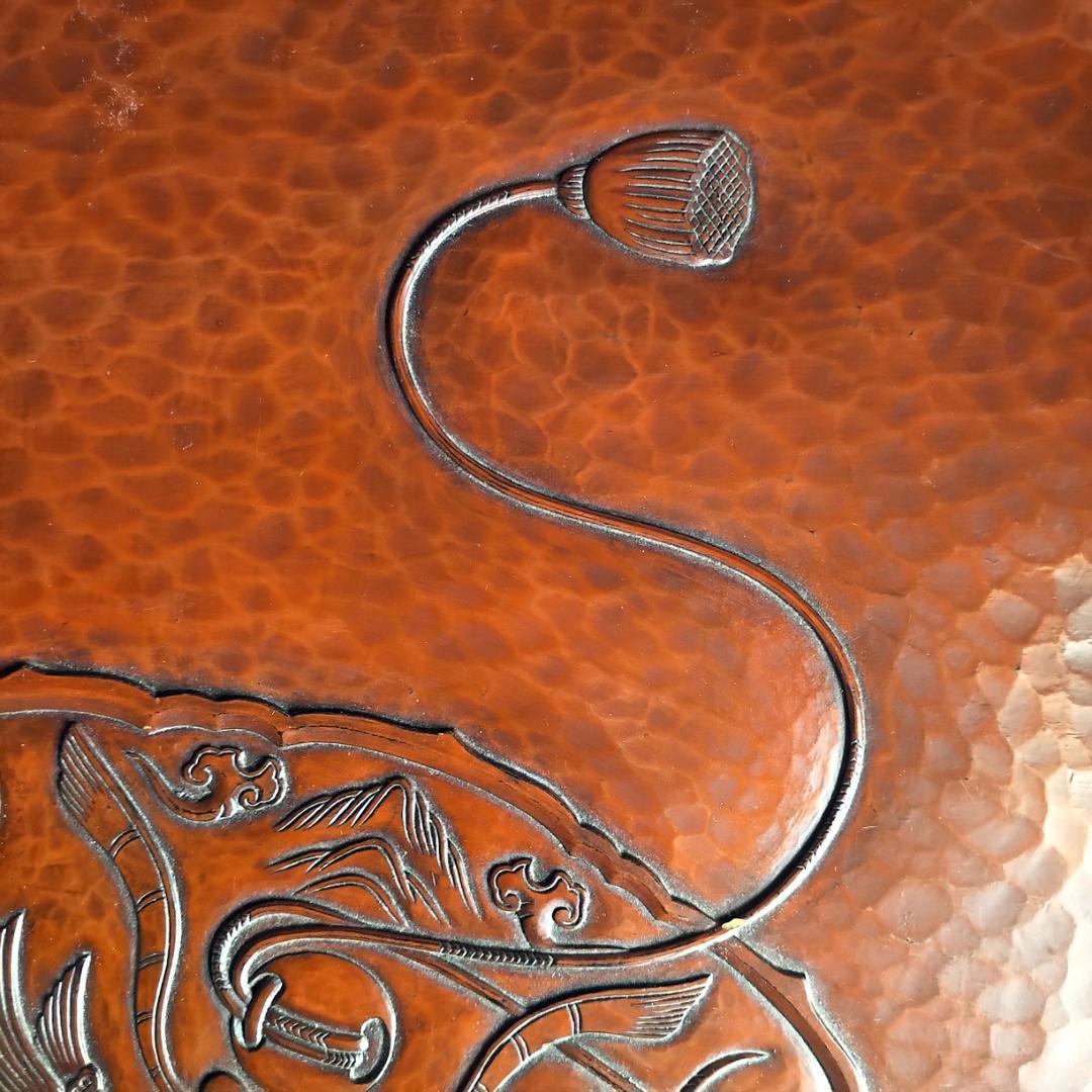 [コメント必見] 鎌倉彫　博古堂　大型　11寸　35㎝　角盆・菓子器・角皿　古鏡