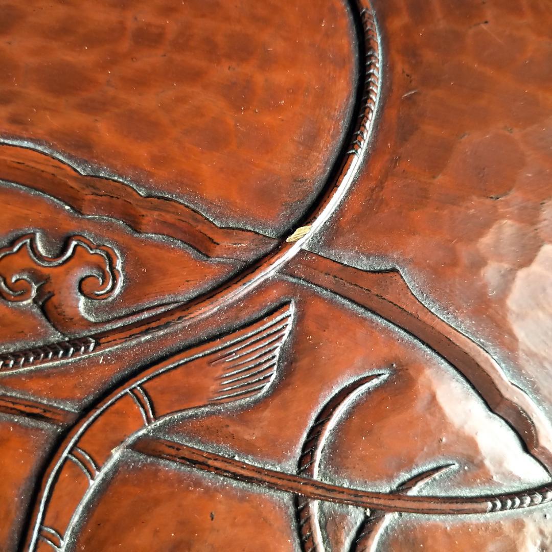 [コメント必見] 鎌倉彫　博古堂　大型　11寸　35㎝　角盆・菓子器・角皿　古鏡