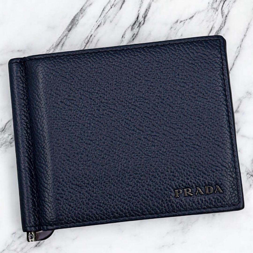 美品 プラダ ヴィッテロダイノ マネークリップ 財布 札入れ カード ICタグ