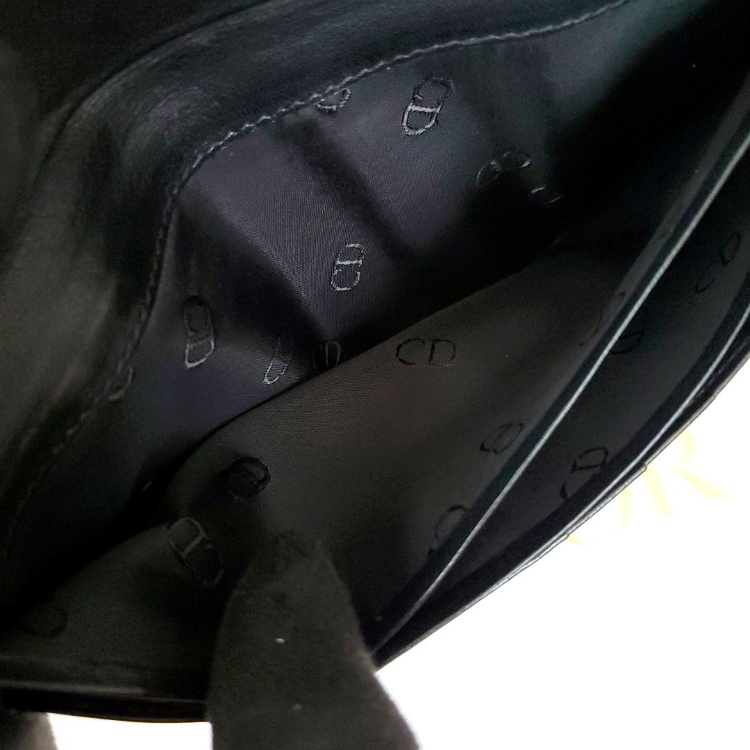 美品 激レアモデル ディオール 長財布 ゴールドロゴ 三つ折 ケース 黒