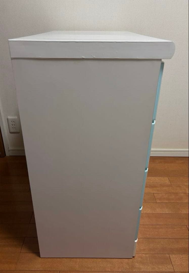 木製チェスト　タンス　5段　ブルー　水色