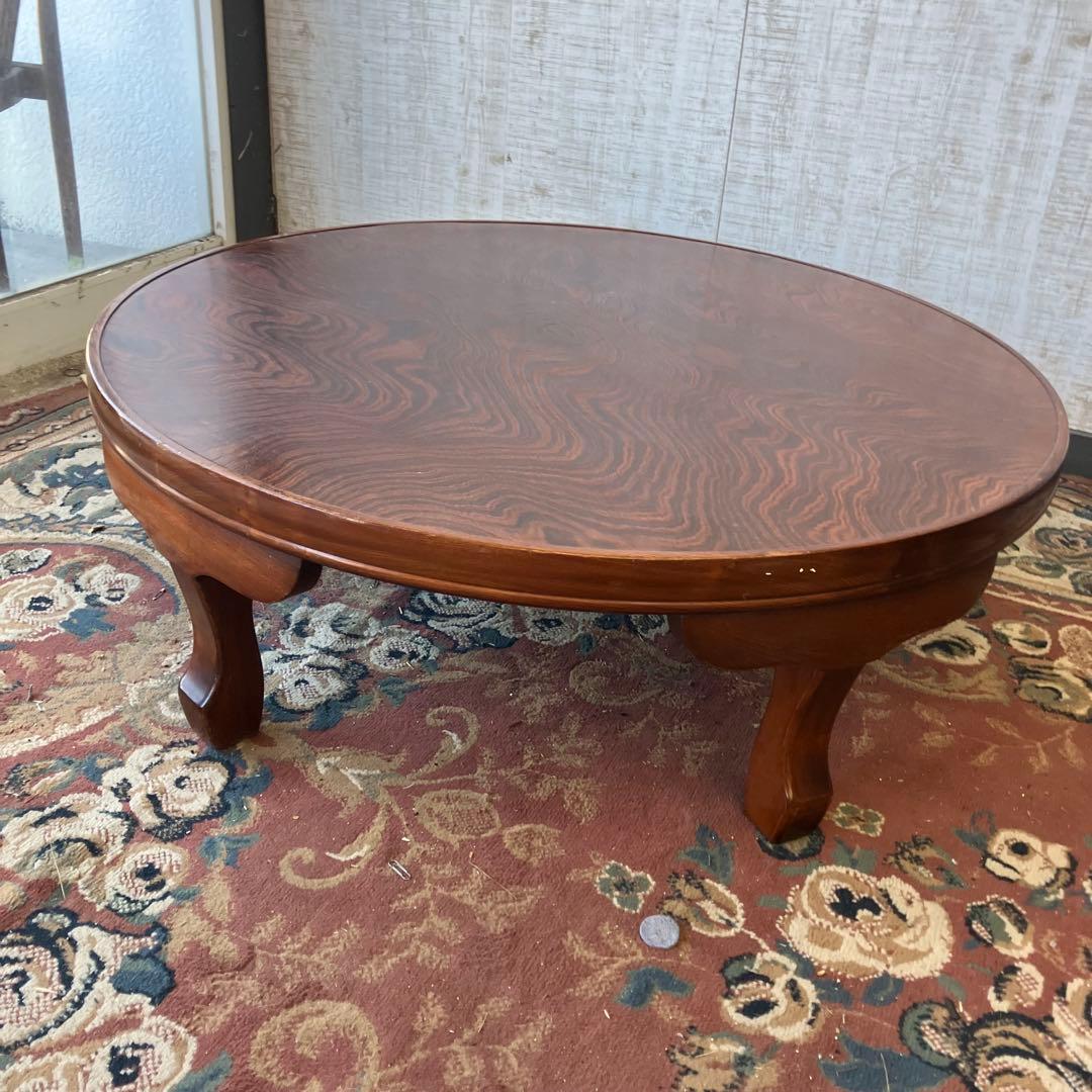 昭和レトロ 古家具 円形 円型 木製ちゃぶ台 円卓 座卓 ダイニングテーブル