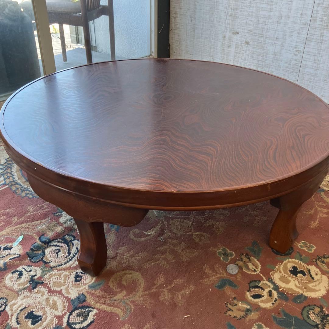 昭和レトロ 古家具 円形 円型 木製ちゃぶ台 円卓 座卓 ダイニングテーブル