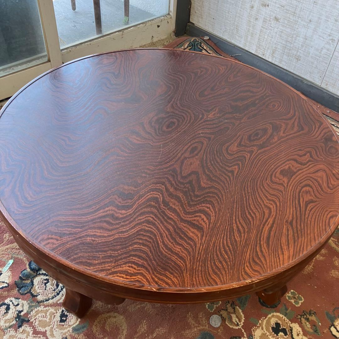 昭和レトロ 古家具 円形 円型 木製ちゃぶ台 円卓 座卓 ダイニングテーブル