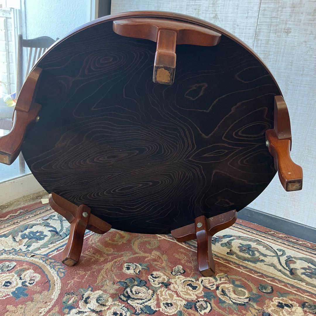昭和レトロ 古家具 円形 円型 木製ちゃぶ台 円卓 座卓 ダイニングテーブル