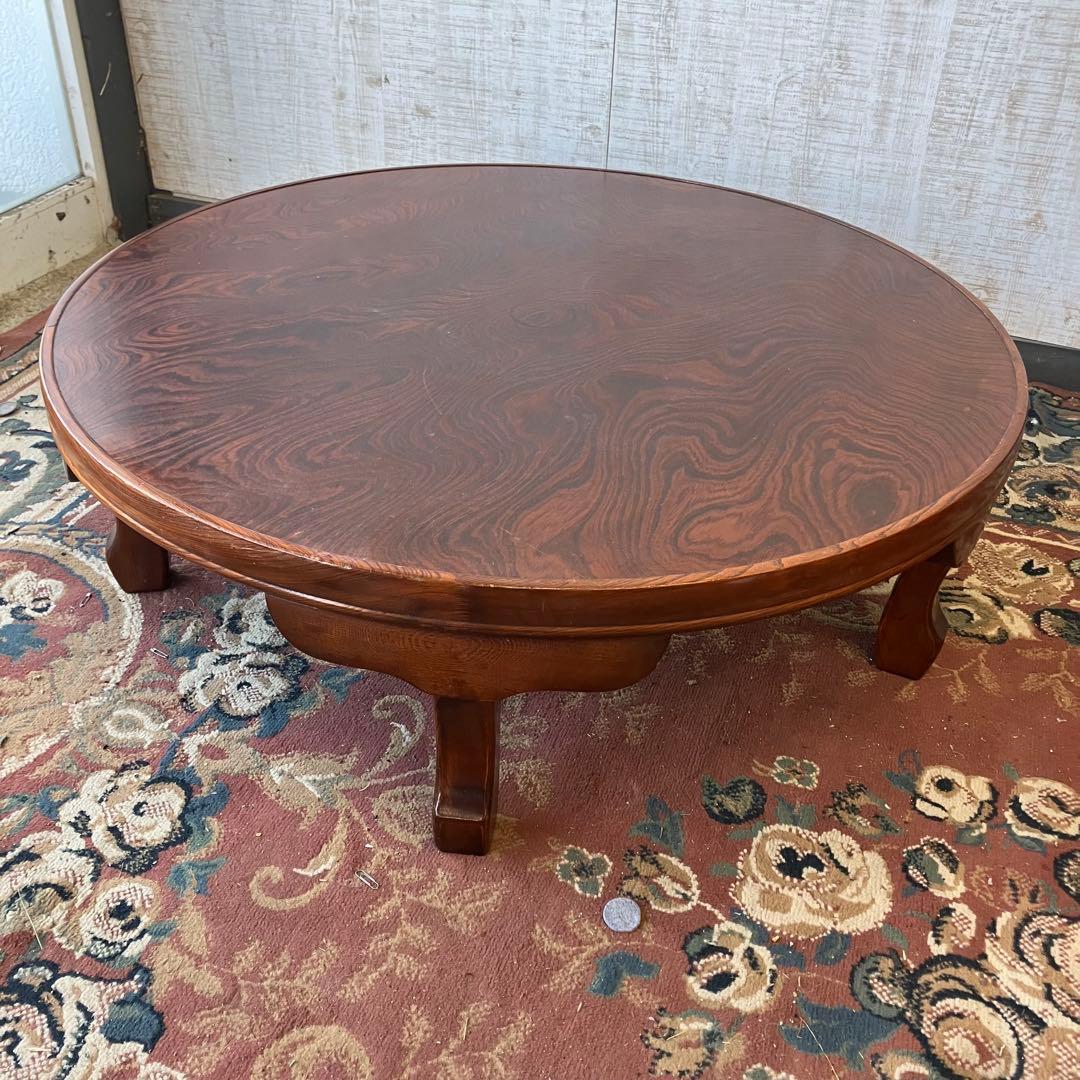 昭和レトロ 古家具 円形 円型 木製ちゃぶ台 円卓 座卓 ダイニングテーブル