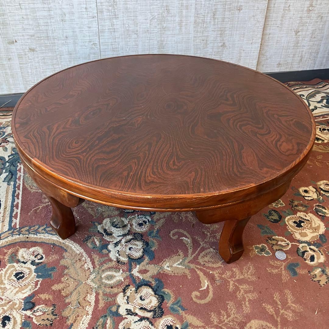 昭和レトロ 古家具 円形 円型 木製ちゃぶ台 円卓 座卓 ダイニングテーブル