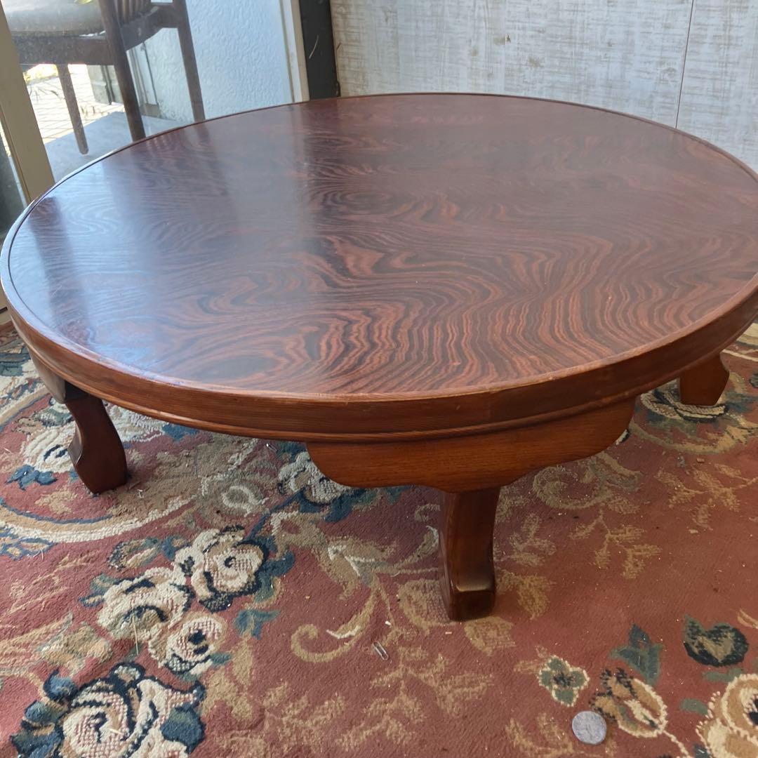 昭和レトロ 古家具 円形 円型 木製ちゃぶ台 円卓 座卓 ダイニングテーブル